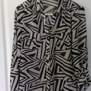 Geo Print Sheer Blouse